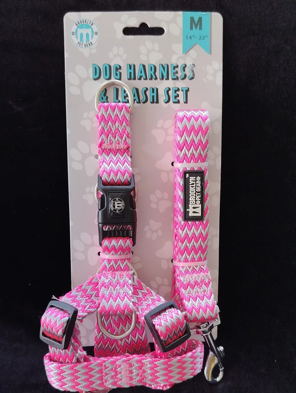 Brooklyn Style dog harness and leash set Med